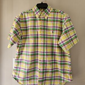 Ralph Lauren Classic Fit Plaid Madras Short Sleeve Button Down - Large